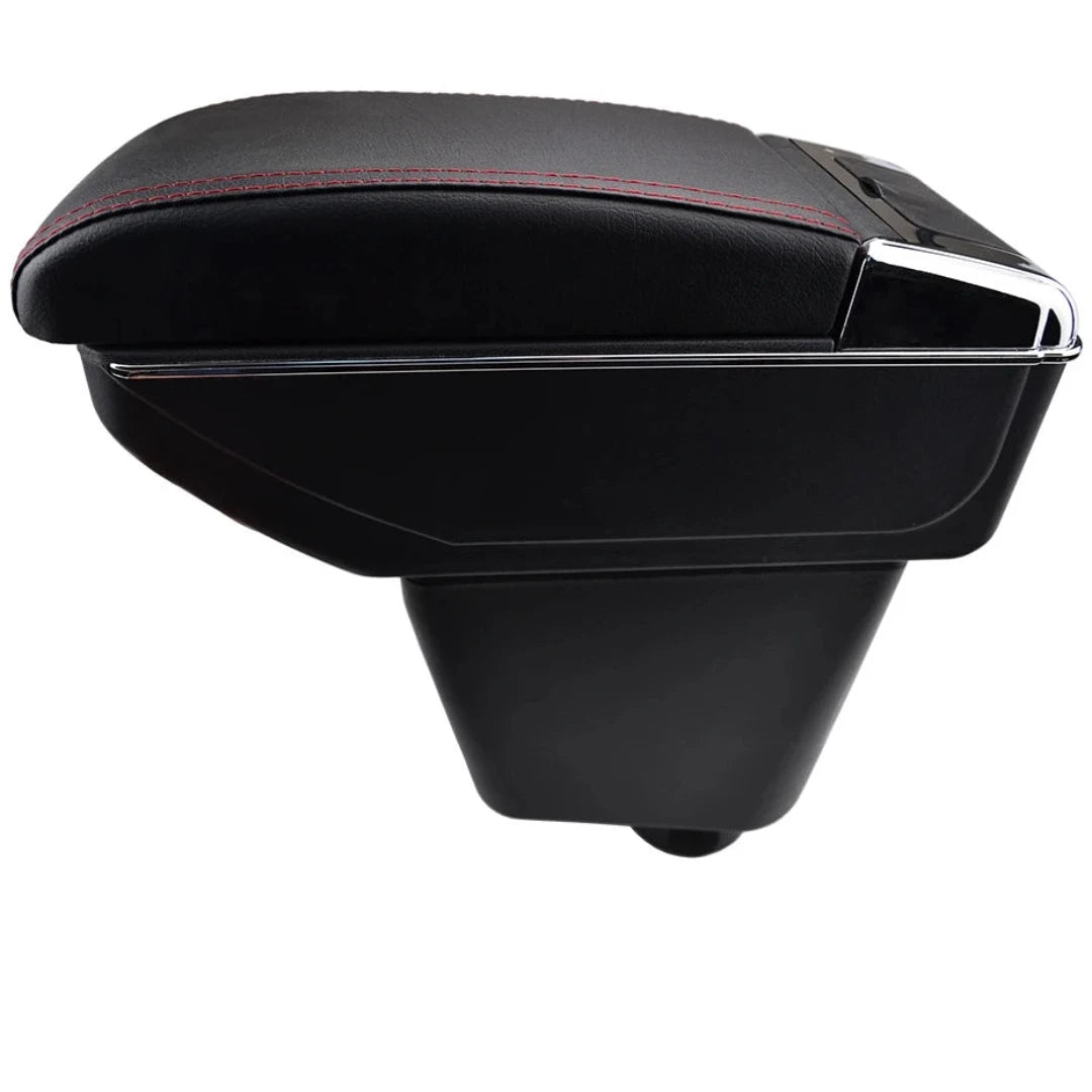 Accoudoir Renault Captur, de couleur noir avec les trais rouge.