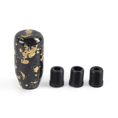 Pommeau de vitesse tuning cylindrique noir et or en fibre forgée avec adaptateurs universels