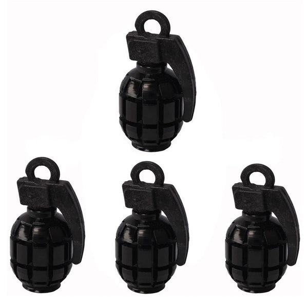 Bouchon de valve grenade noir, quatre capuchons en forme de grenade