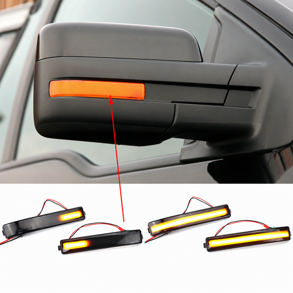 Clignotant dynamique séquentiel pour rétroviseur Ford F150 SVT Raptor, bandeau orange allumé
