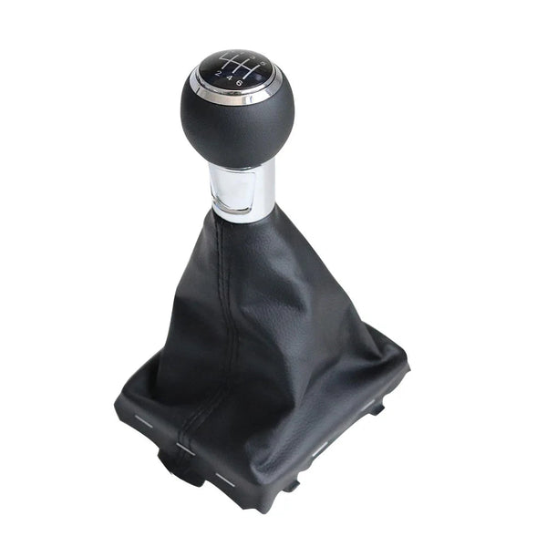 Pommeau de vitesse Audi A3 8V 6 vitesses en cuir lisse, soufflet à coutures noires
