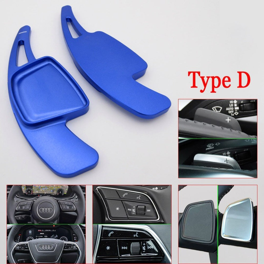 Extension de palette au volant Audi A3, de couleur bleu et de type D.