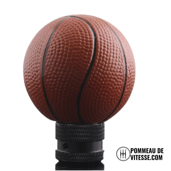 Pommeau de vitesse en forme de ballon de basket, surface grainée orange et bague de serrage noire
