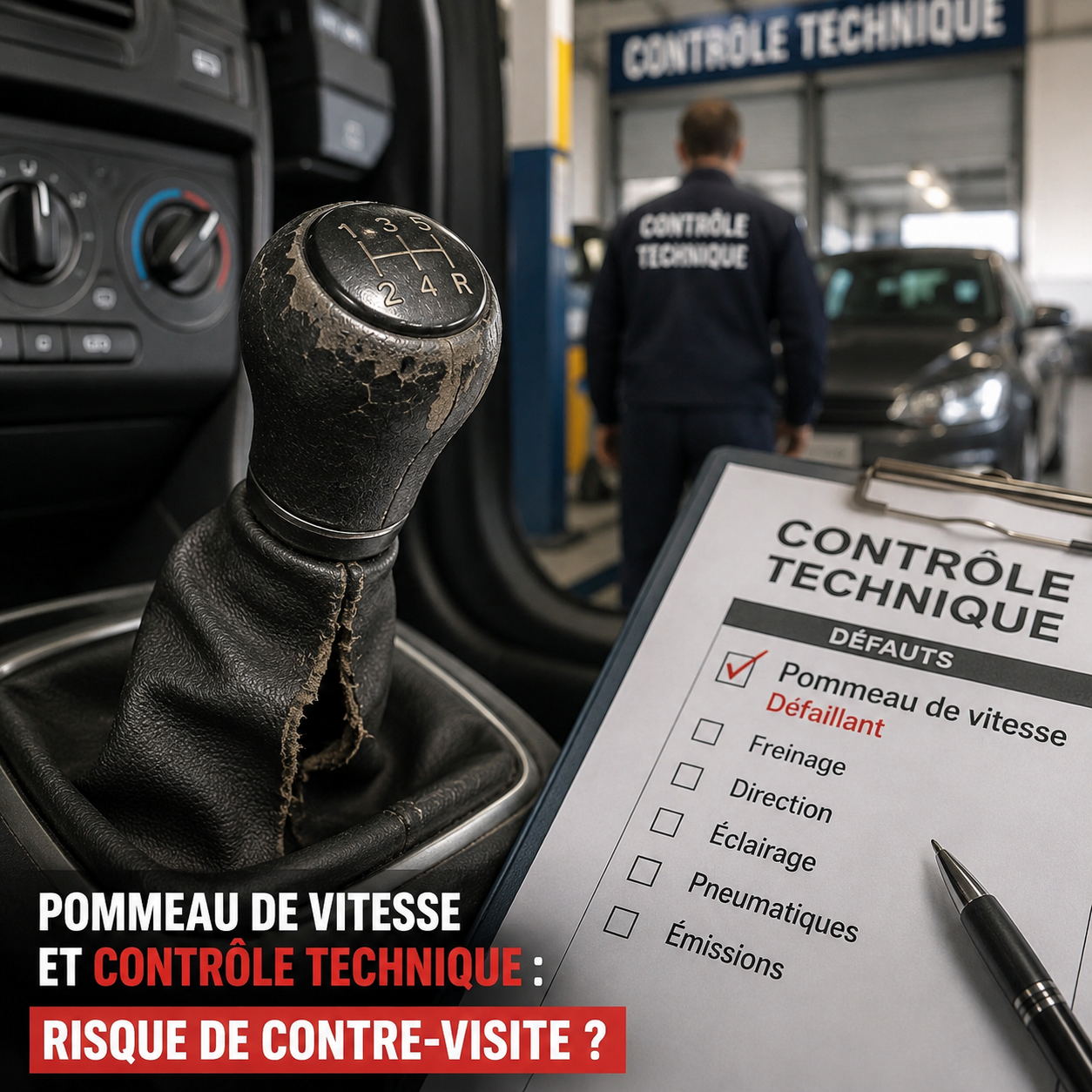 Pommeau de vitesse abîmé : risque au contrôle technique ? Pommeau de vitesse