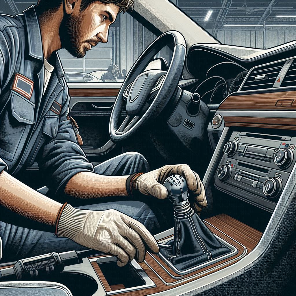 Changement d'un pommeau de vitesse.