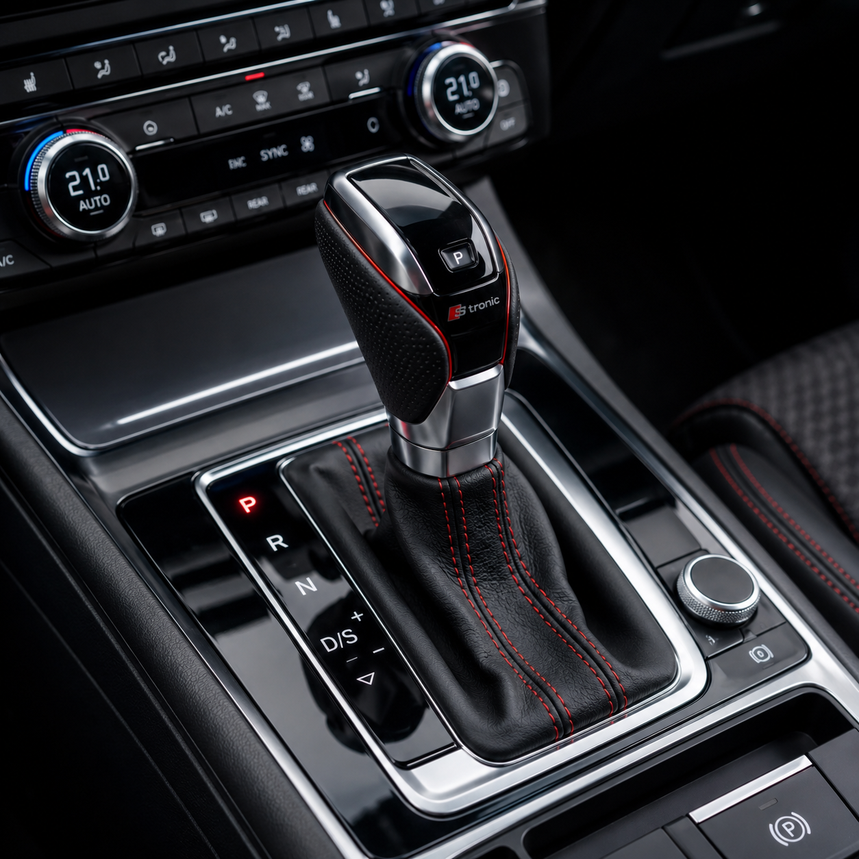 levier de vitesse boîte automatique avec lettres P R N D intérieur premium