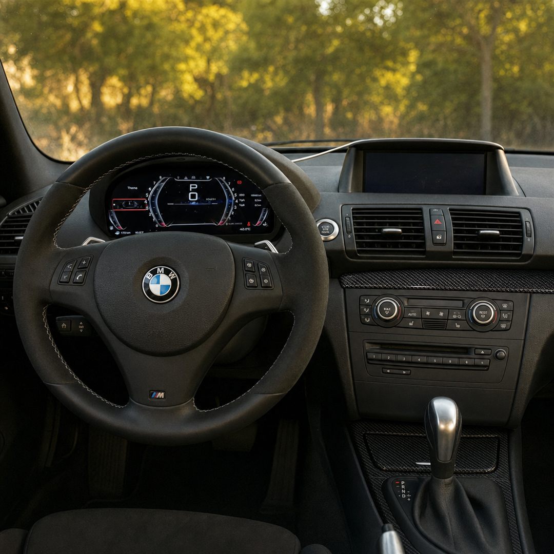 Compteur digital installé dans une BMW Série 1 E87 à volant M