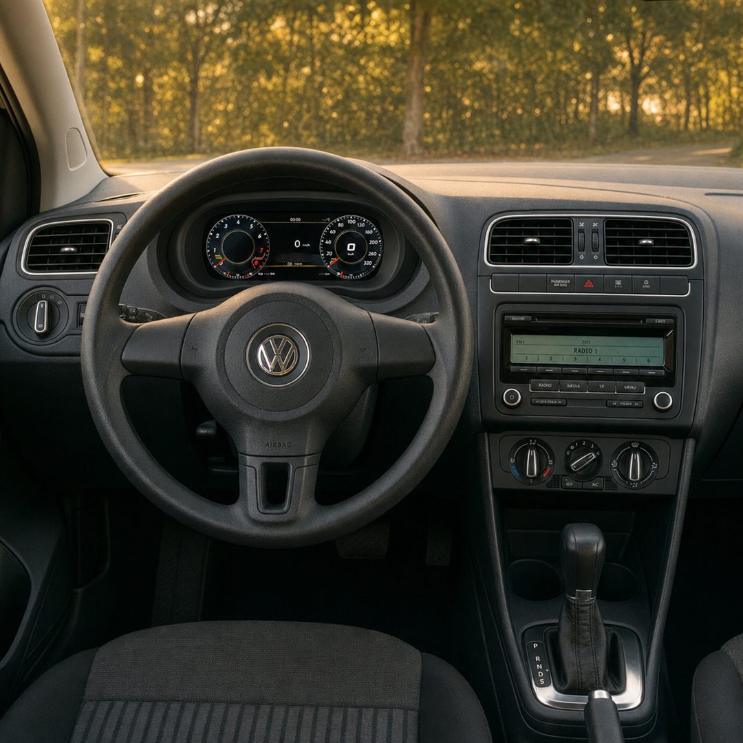 Planche de bord d'une Volkswagen Polo 6 équipée d'un virtual cockpit