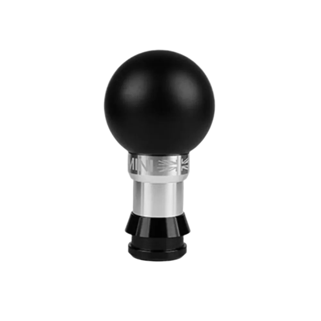 Pommeau de vitesse Mini Cooper, de couleur noir intense.