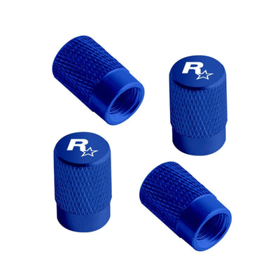 Bouchon de valve bleu avec logo rockstar