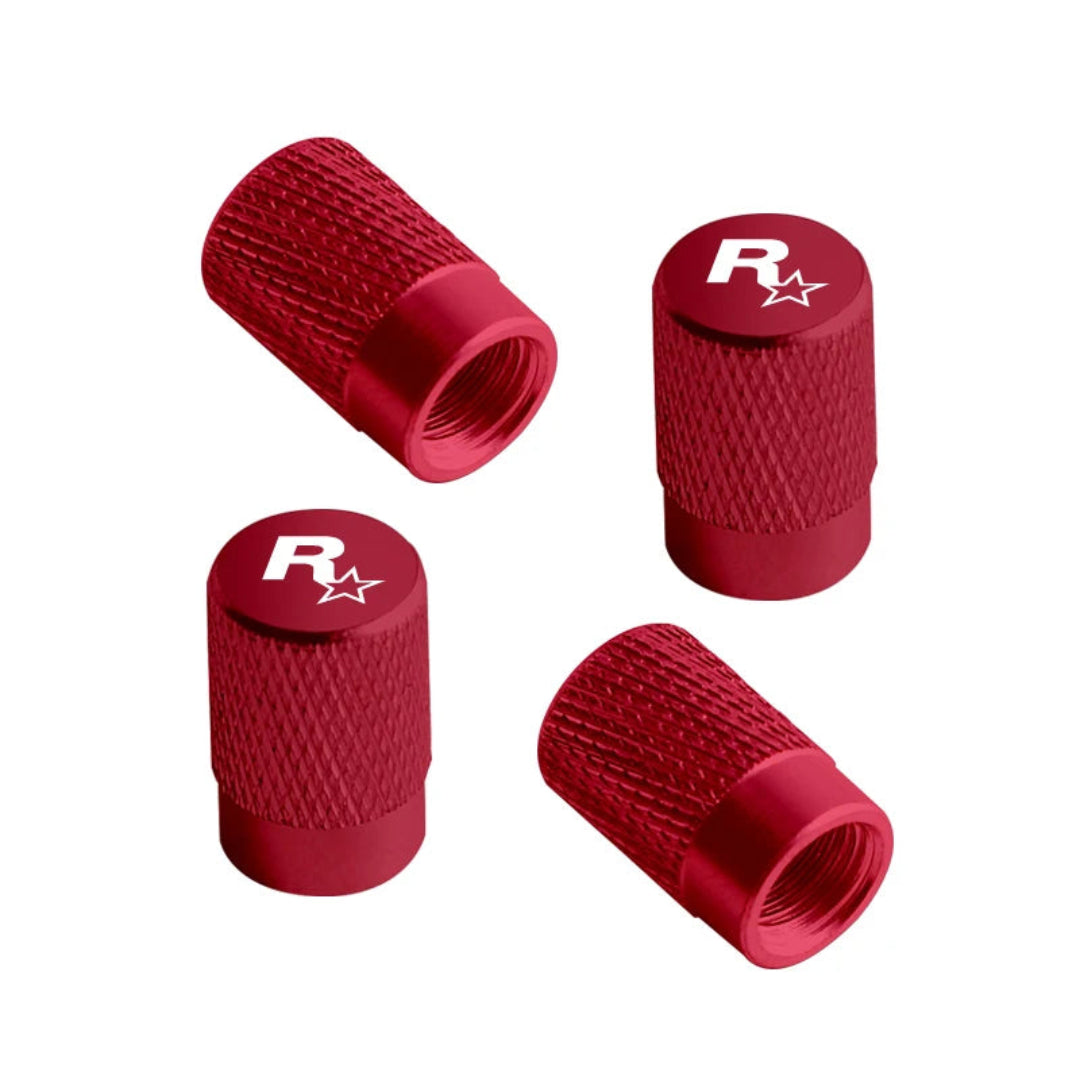 Bouchon de valve voiture rouge avec logo Rockstar