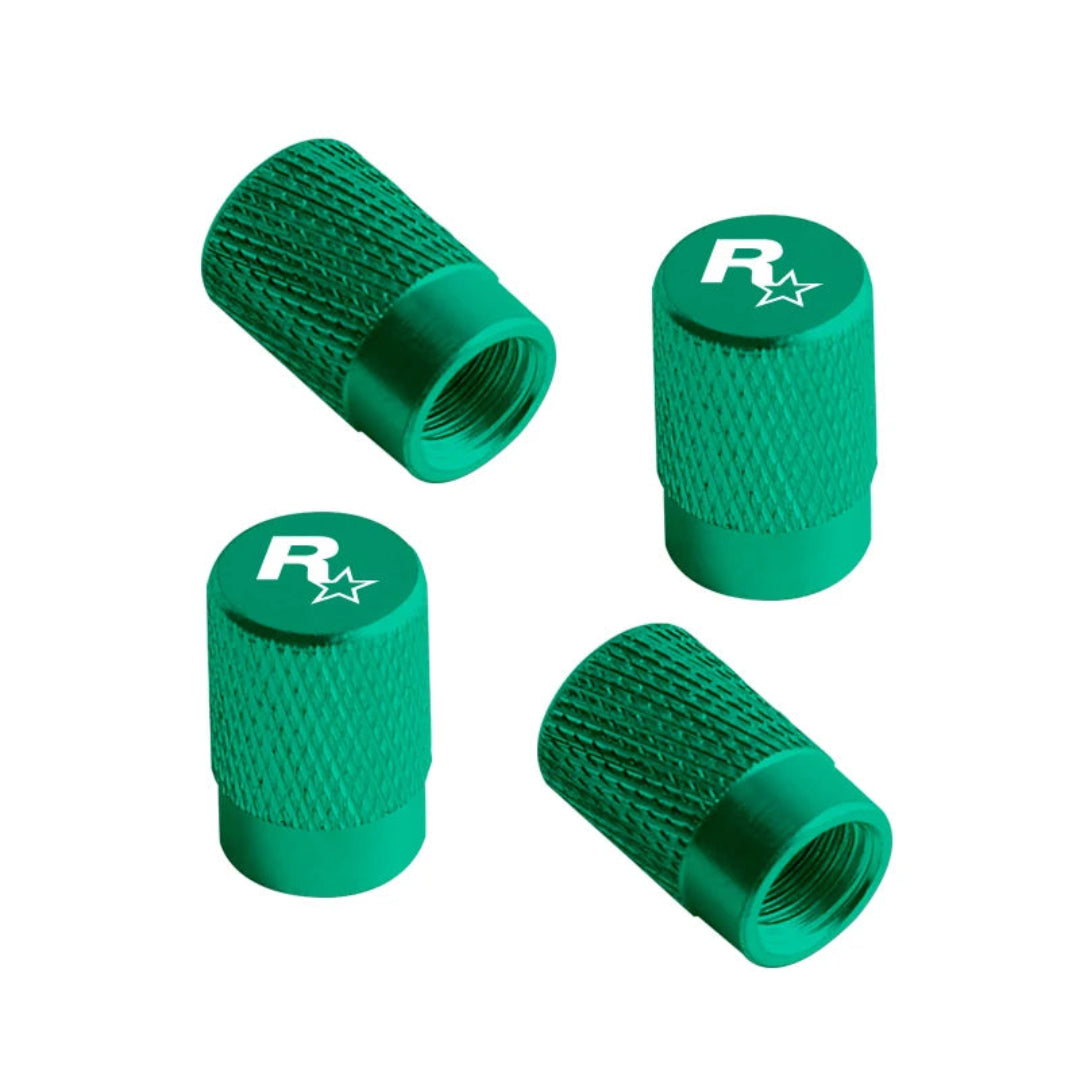Bouchon de valve voiture vert avec logo Rockstar
