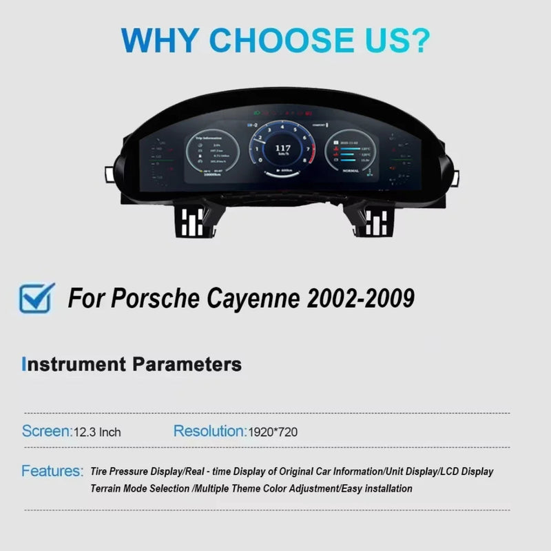 Compteur digital pour Porsche Cayenne 2002-2009