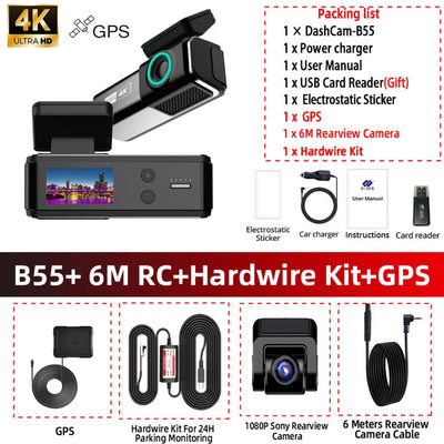 Dashcam voiture B55 avec toutes les options.