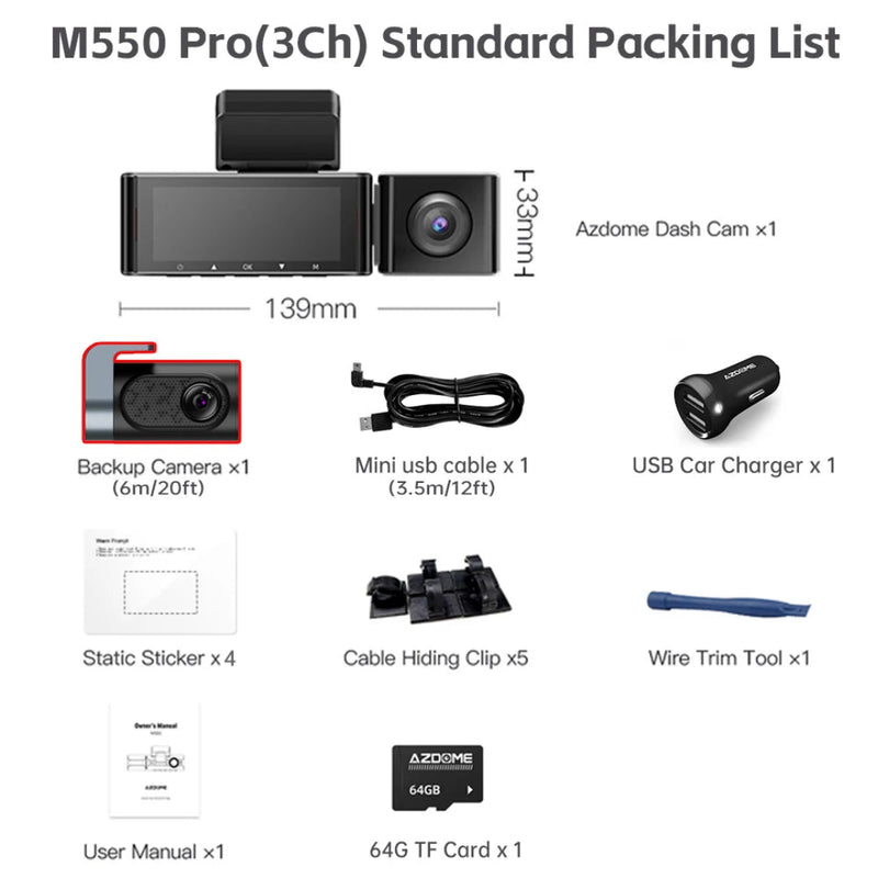 Dashcam voiture M550 Pro