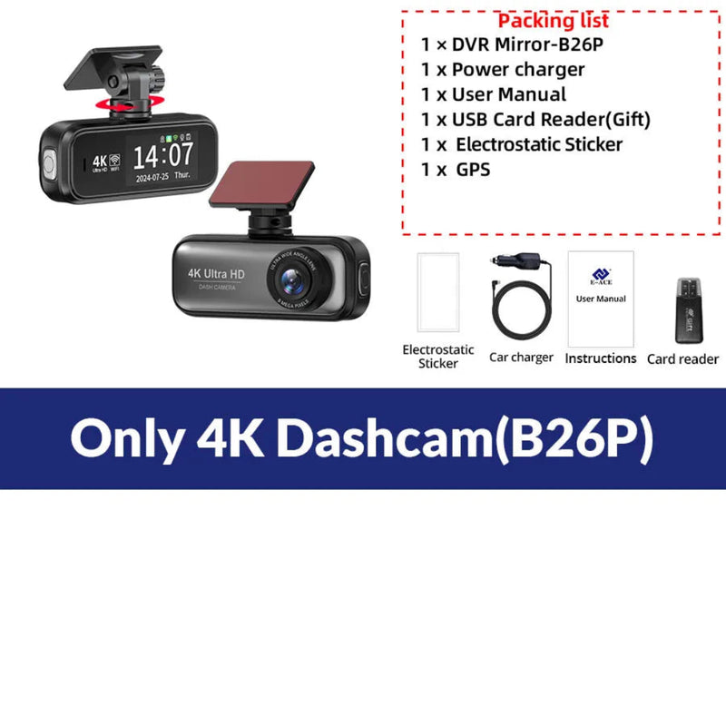 Dashcam voiture B26P avec option de caméra arrière.