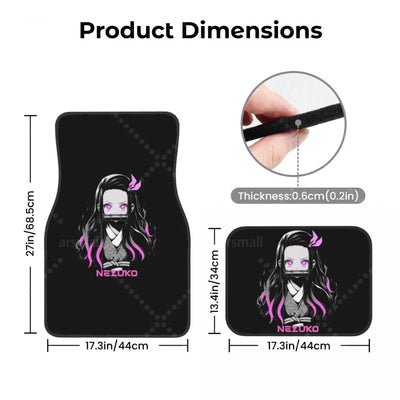 Dimensions tapis de sol voiture Demon Slayer avant et arrière mesures précises
