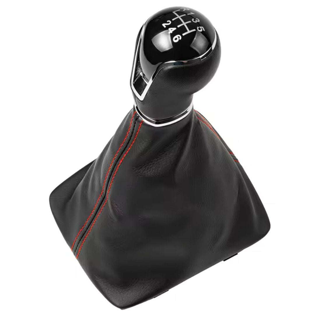 Pommeau de vitesse Seat Ibiza 4, boîte 6 et le soufflet noir avec liseré rouge.