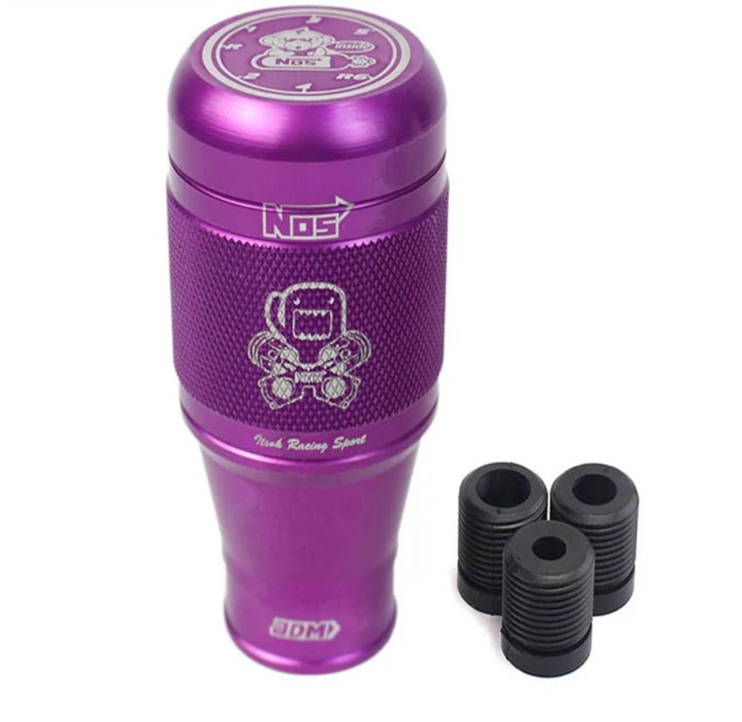 Pommeau de vitesse tuning de couleur violet, avec adaptateur.