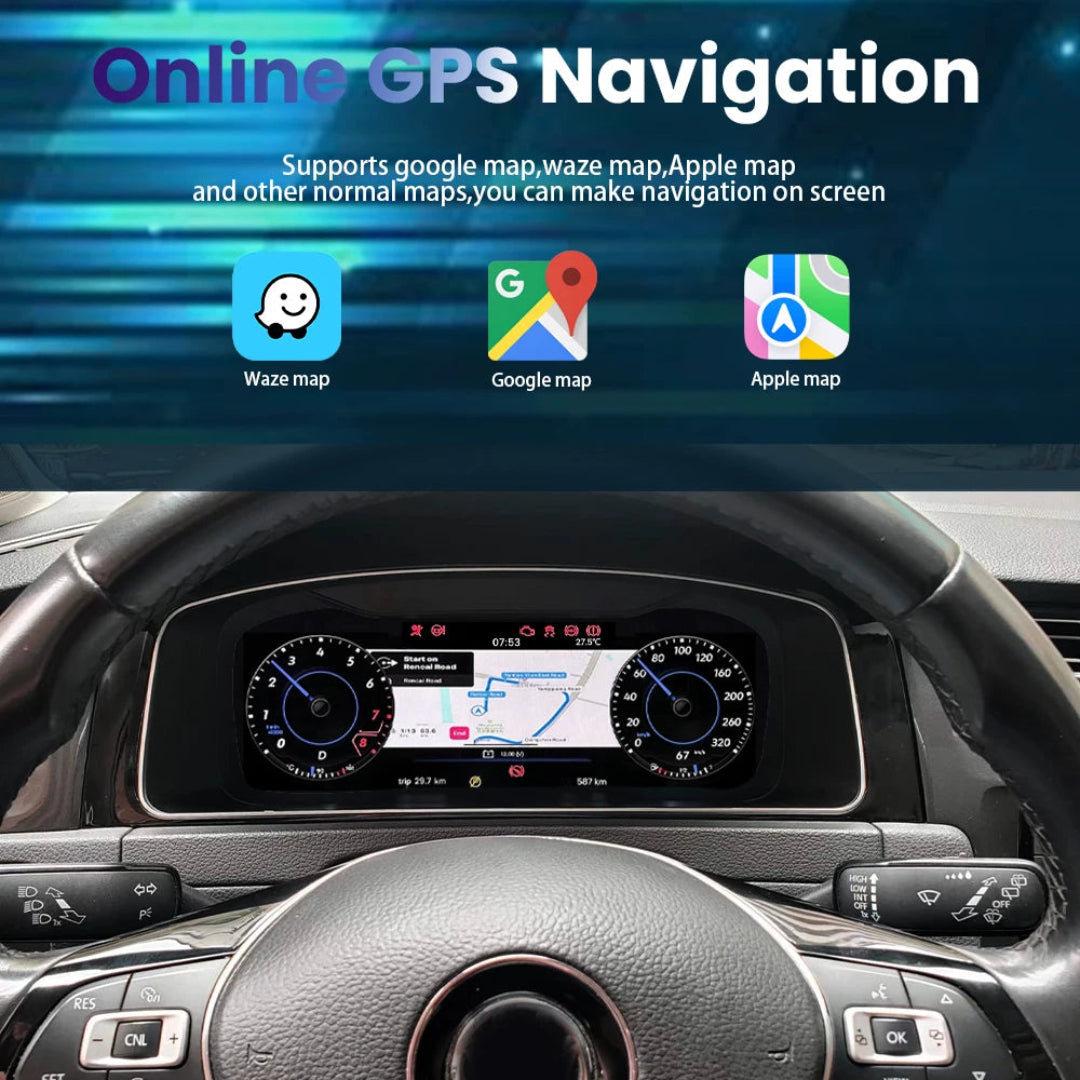 Modes de navigation disponible sur l'interface du virtual cockpit Golf 7