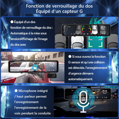 Nombreuse options intégré avec le dashcam qui s'attache au miroir.