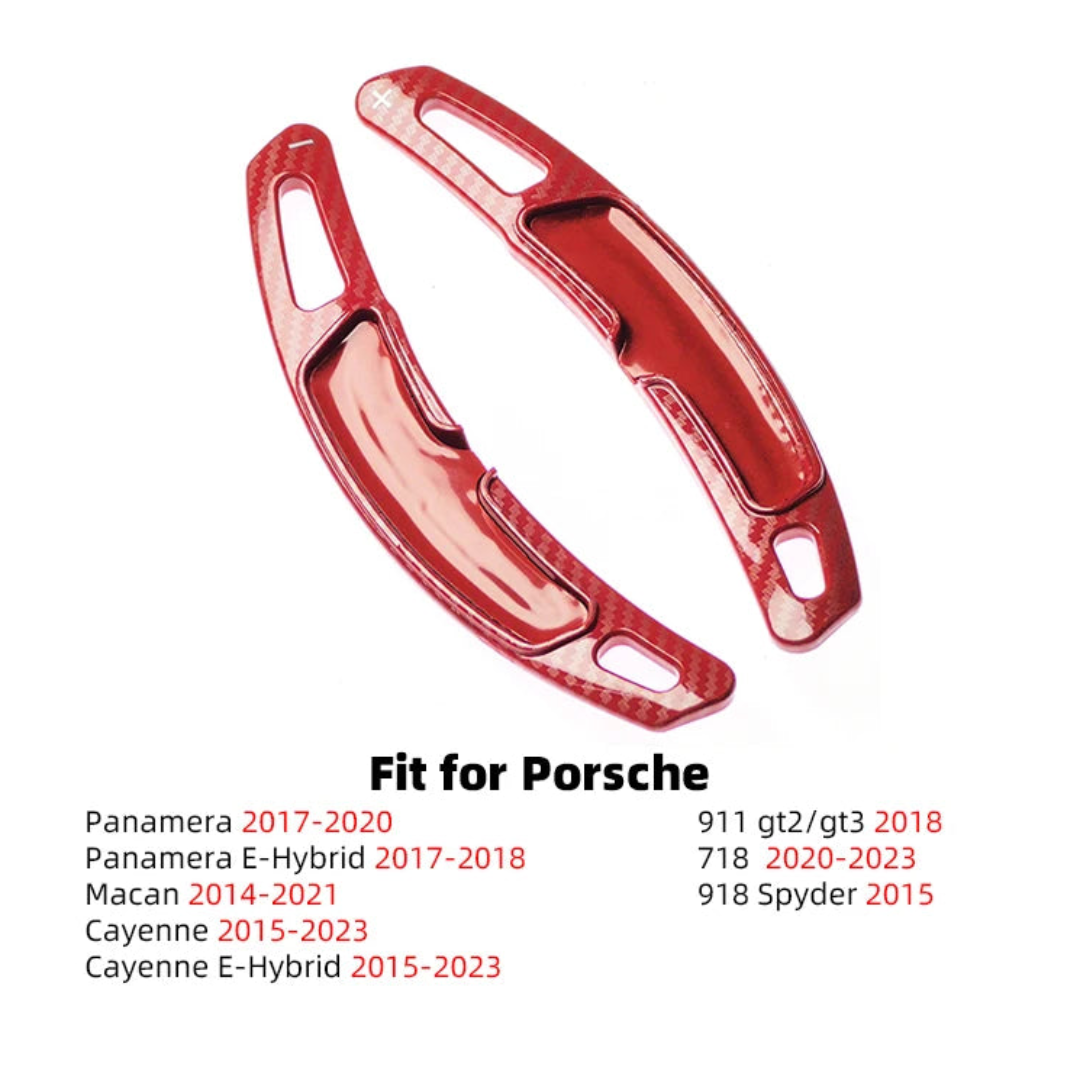 Extension palette au volant pour Porsche de couleur rouge carbone