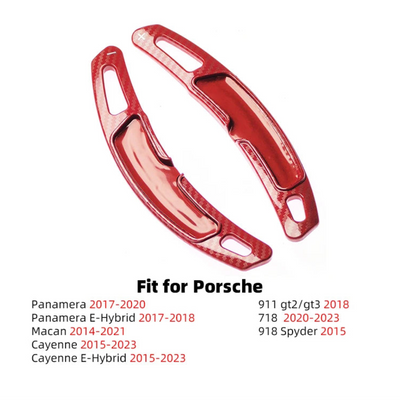 Extension palette au volant pour Porsche de couleur rouge carbone