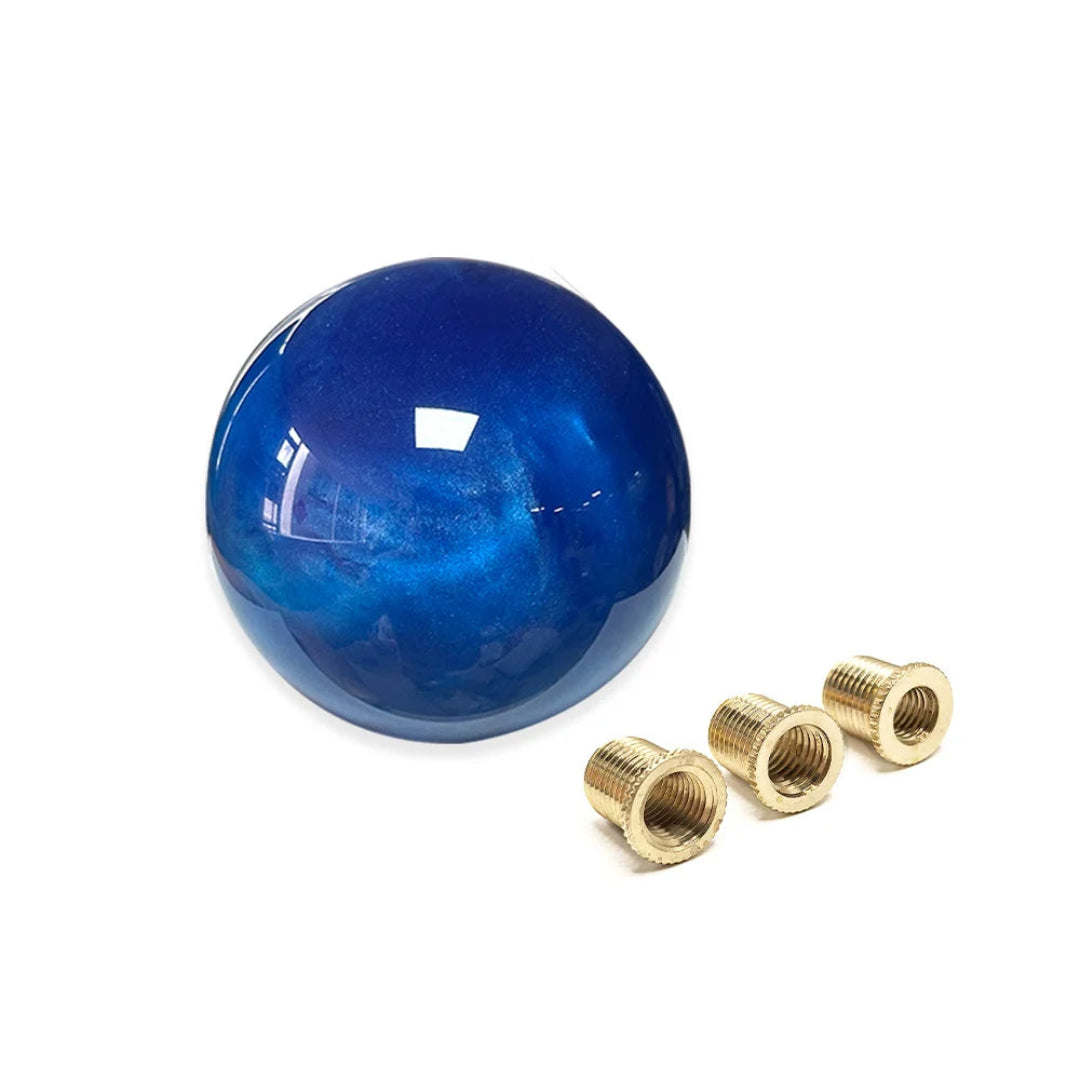 Pommeau de vitesse original marbré rond design effet marbre haut de gamme de couleur bleu foncé.