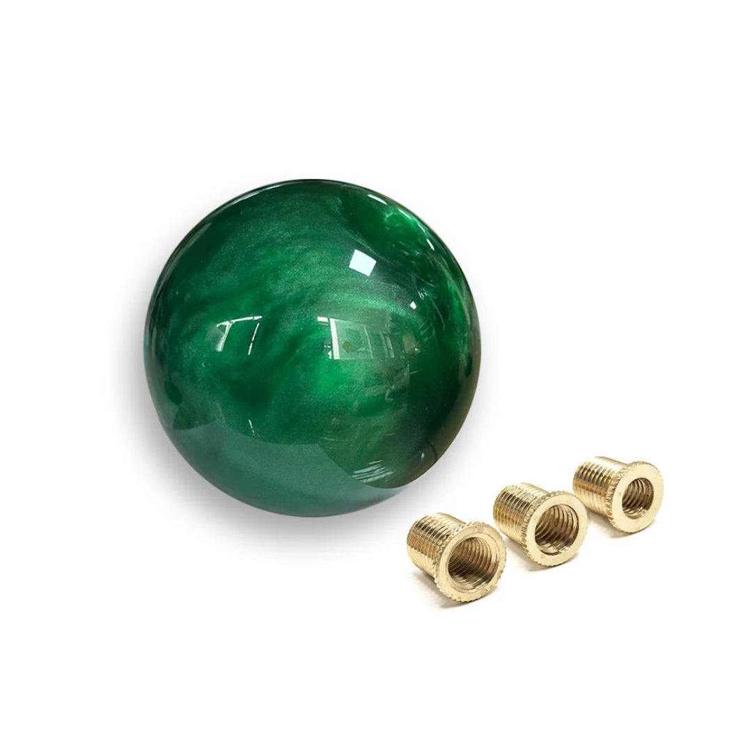 Pommeau levier de vitesse original marbré vert foncé avec adaptateurs pour installation universelle.