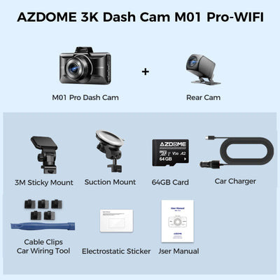 Liste des produits du dashcam M01 Pro.
