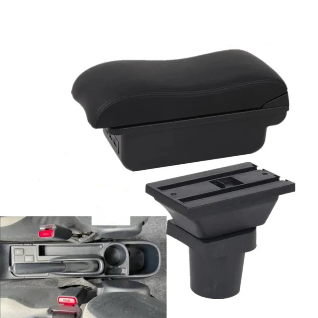 Accoudoir voiture Toyota Yaris, de forme incurvé, couleur des lignes noires avec 3 ports USB.