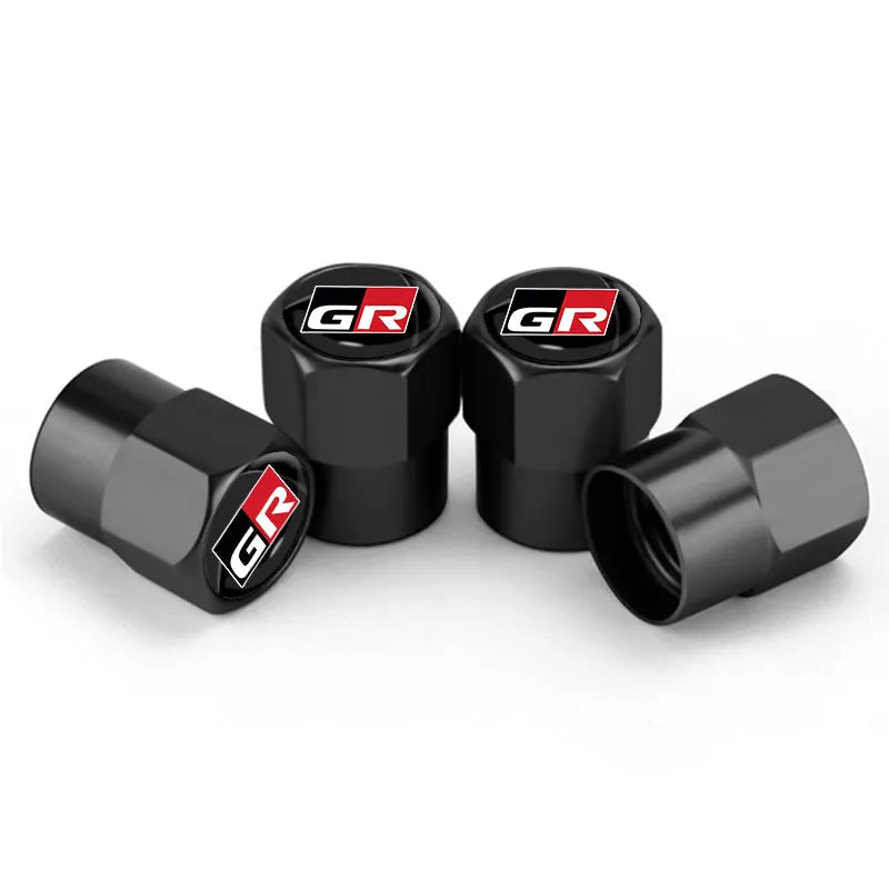 Bouchon de valve Toyota GR, de couleur noir avec logo GR sur le dessus du bouchon.