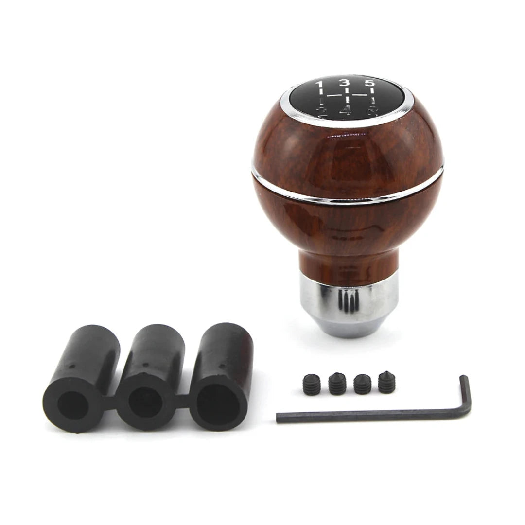 Pommeau levier de vitesse bois avec assortiments de chrome.