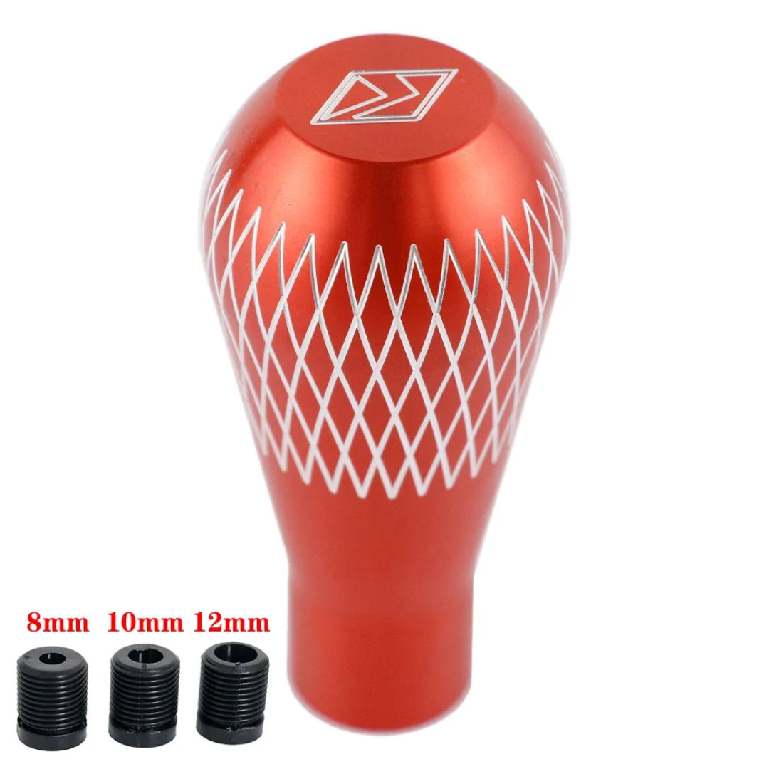 Pommeau de vitesse tuning V3 et ses 3 adaptateurs de couleur rouge.