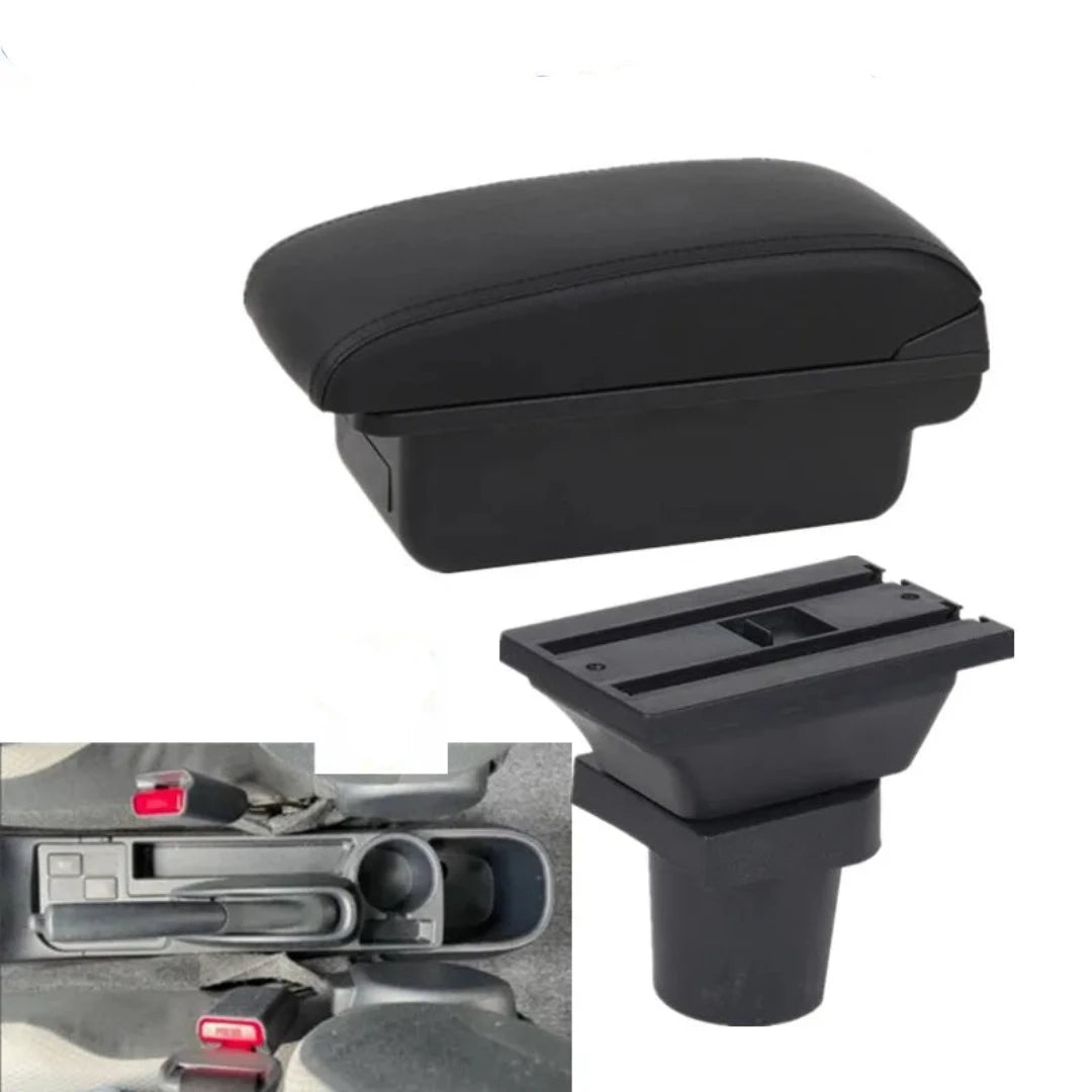 Accoudoir voiture pour Toyota Yaris, de forme arrondi, couleur noir sans port USB.