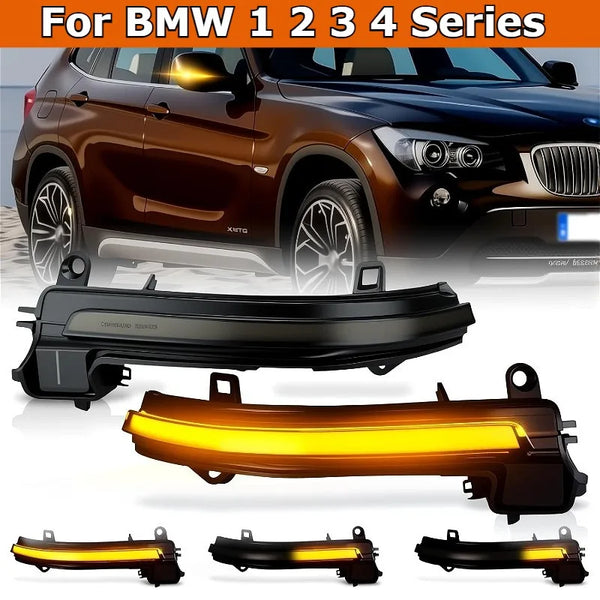 Visuel « pour BMW 1, 2, 3 et 4 Series » avec clignotant de rétroviseur fumé allumé en orange