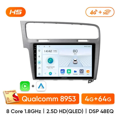 Autoradio Carplay Golf 7, de couleur gris, avec 4G de RAM.