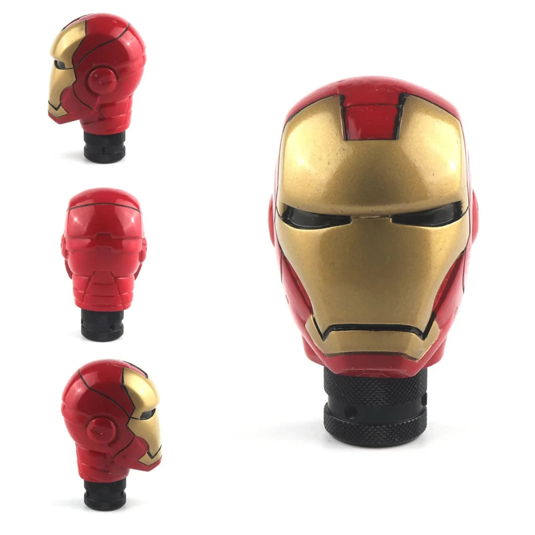 Pommeau de vitesse casque Iron Man, couleur rouge et doré.