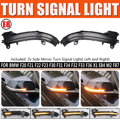 Paire de clignotants fumés gauche et droite avec mention de compatibilité BMW F20 à X1 E84