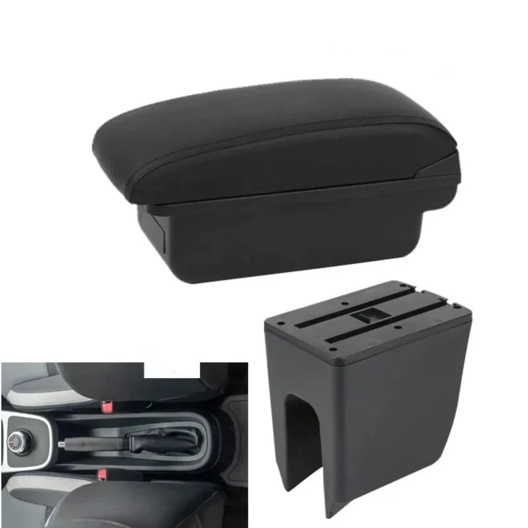 Accoudoir pour Dacia, modèle noir, arrondi, sans port USB.