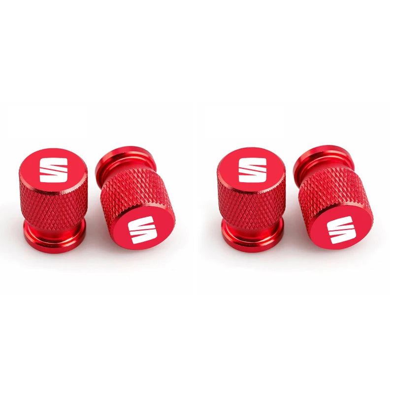 Bouchon de valve Seat avec partie granulé et logo Seat sur le bouchon, de couleur rouge