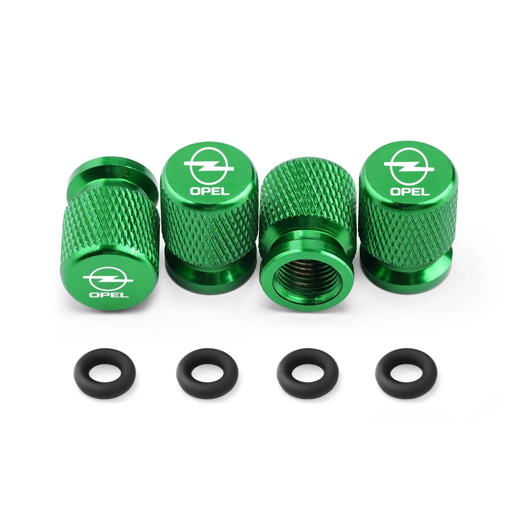 Bouchon de valve Opel de couleur vert. Avec partie en caoutchouc pour éviter toute fuite d'air.
