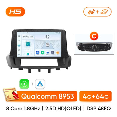 Autoradio Carplay Megane 3. Modèle H5 pour autoradio style C.