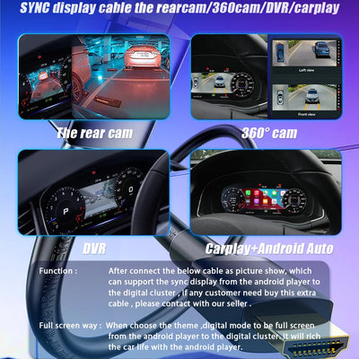 12.3" Digital Cluster Dashboard For Audi A3 S3 8V 2014-2019 Years Carplay Car Lcd Panel Speedometer Virtual Cockpit Pommeau de vitesse