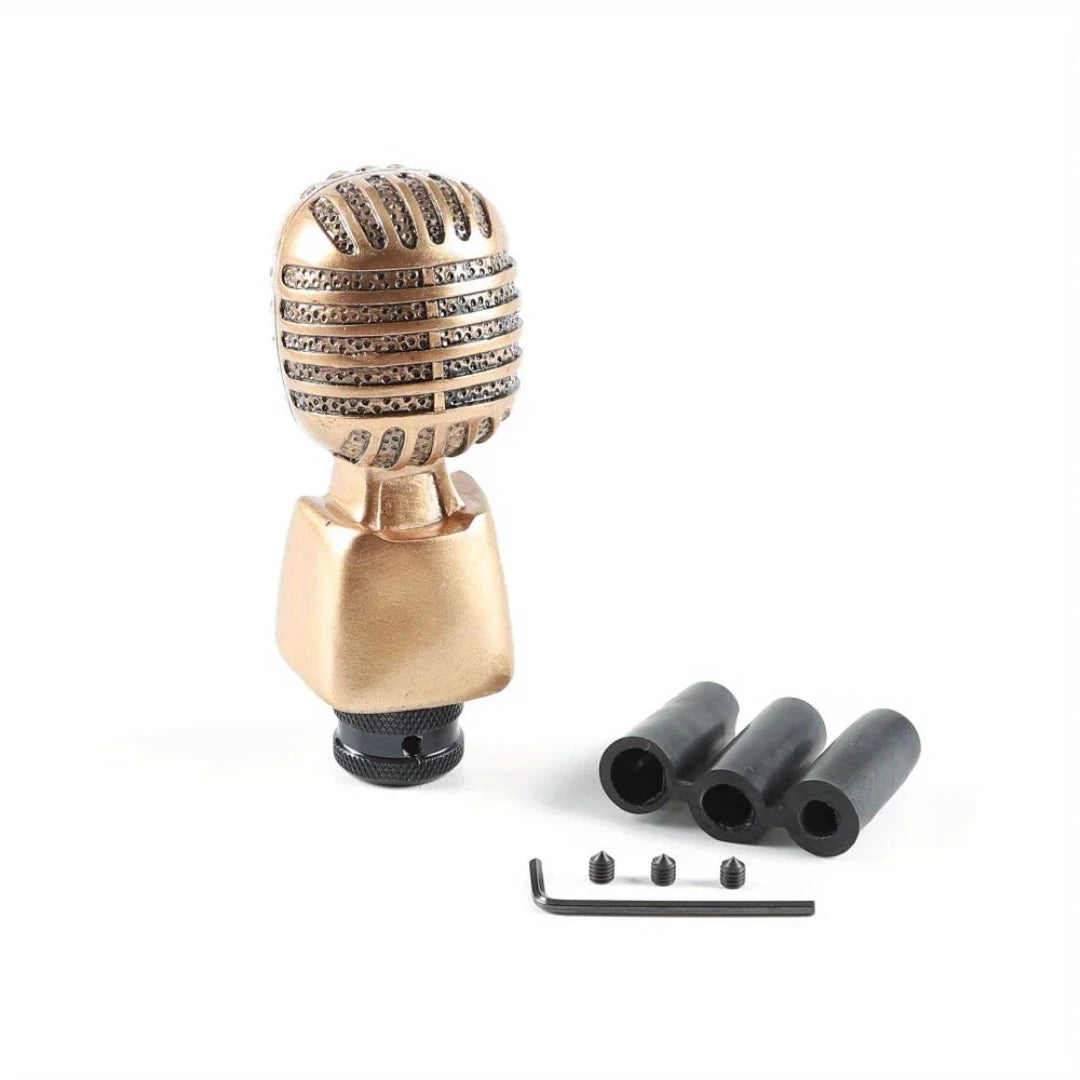 Pommeau de vitesse original en forme de microphone, de couleur Or.
