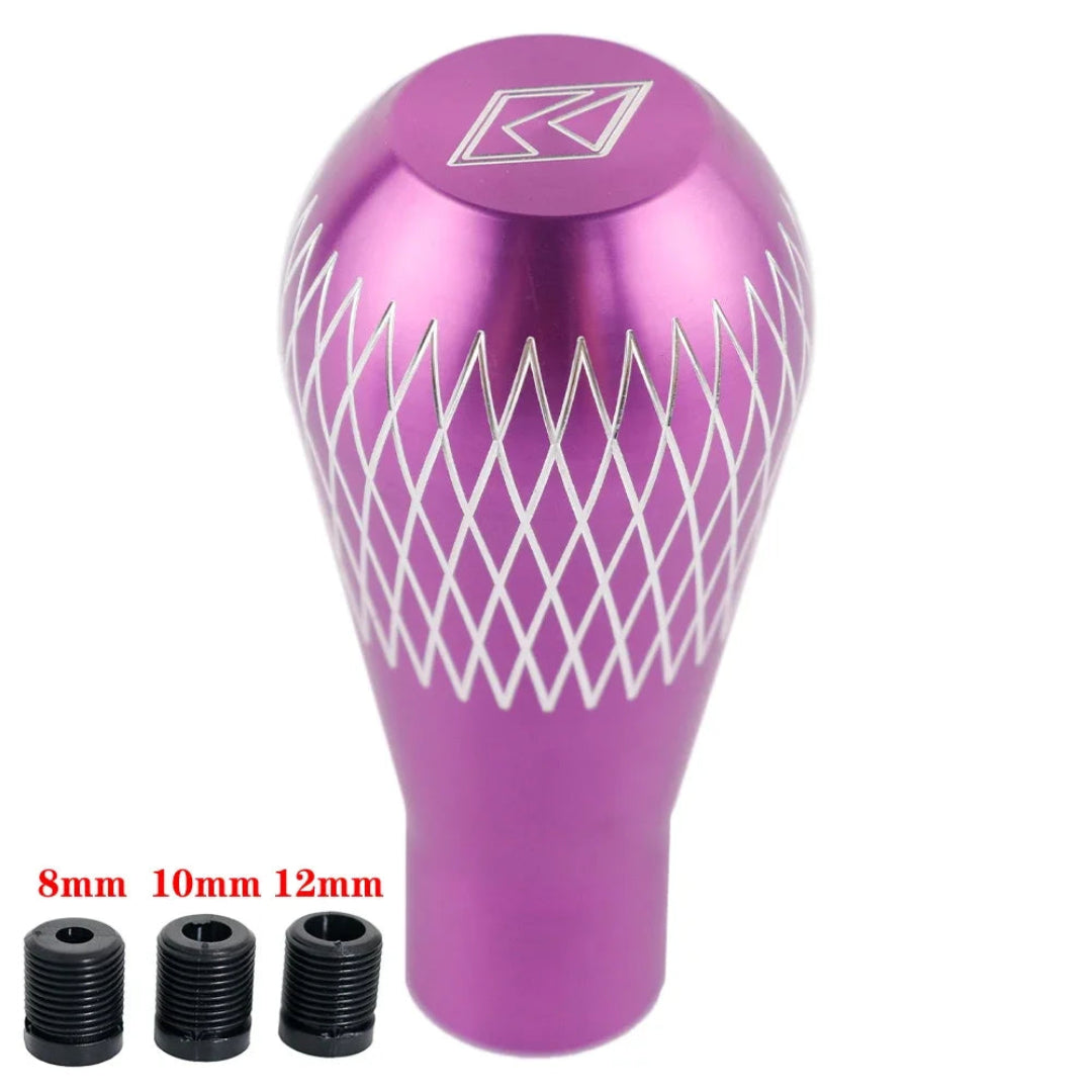 Pommeau de vitesse tuning V3 et ses 3 adaptateurs de couleur violet.