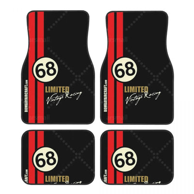 Tapis de sol voiture vintage racing, déclinaison 3 du motif au numéro 68