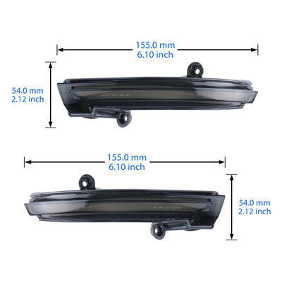 Deux clignotants de rétroviseur fumés, cotés 155 mm de long et 54 mm de haut