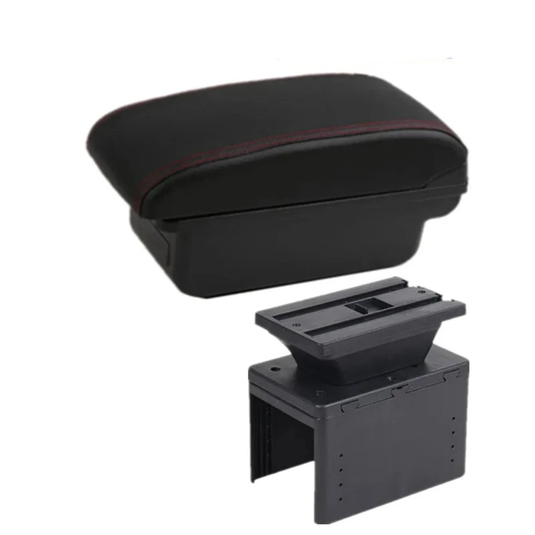 Accoudoir de voiture universel, de couleur noir et rouge.