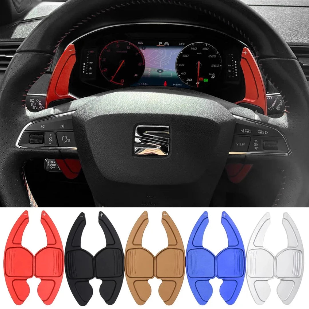 Palette au volant Seat après installation.